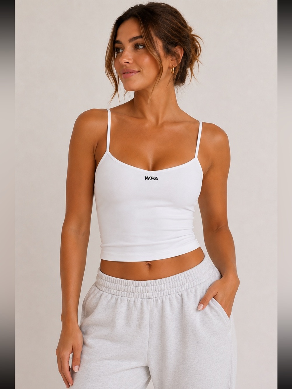 #377 White Fox Active WFA White Strappy Scoop Neck Tank Top XL
